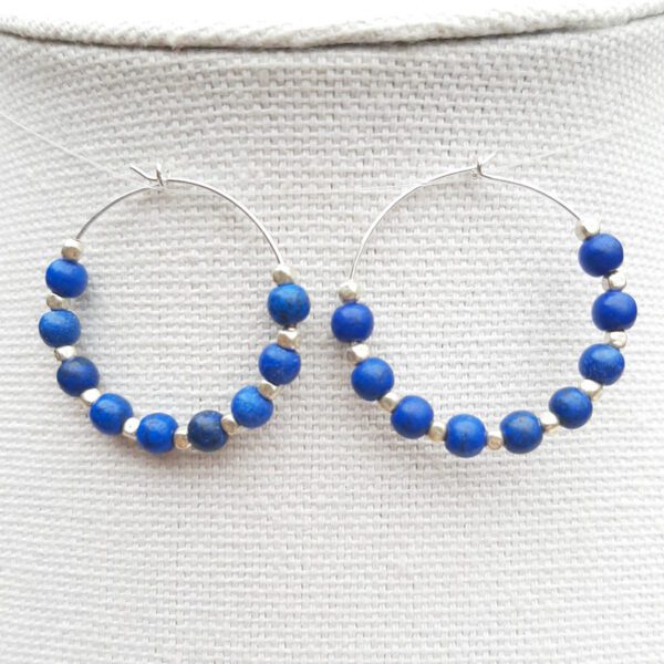 Lapis Lazuli & Silver Hoops