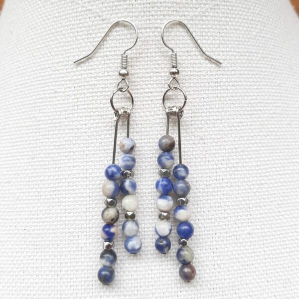 Sodalite & Silver Double Dangle