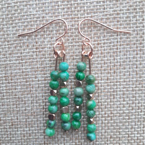 Green Rose Gold Double Dangle